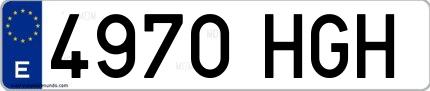 Ejemplo de matrícula española 4970 HGH