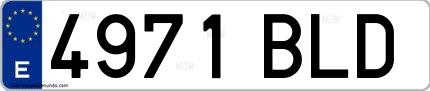 Ejemplo de matrícula española 4971 BLD