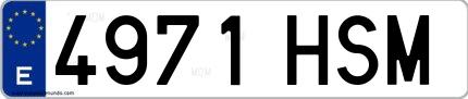 Ejemplo de matrícula española 4971 HSM
