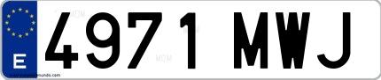 Ejemplo de matrícula española 4971 MWJ