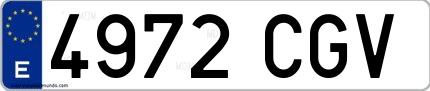Ejemplo de matrícula española 4972 CGV