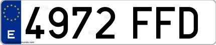 Ejemplo de matrícula española 4972 FFD