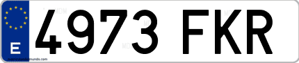 Ejemplo de matrícula de coche ordinaria 4973 FKR