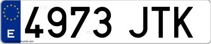 Ejemplo de matrícula española 4973 JTK
