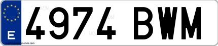 Ejemplo de matrícula española 4974 BWM