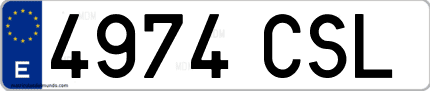 Ejemplo de matrícula de coche ordinaria 4974 CSL