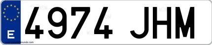 Ejemplo de matrícula española 4974 JHM