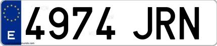 Ejemplo de matrícula española 4974 JRN