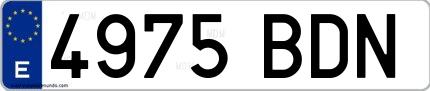Ejemplo de matrícula española 4975 BDN