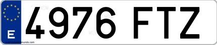 Ejemplo de matrícula española 4976 FTZ