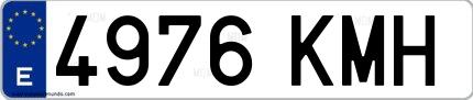 Ejemplo de matrícula española 4976 KMH