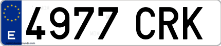 Ejemplo de matrícula de coche ordinaria 4977 CRK