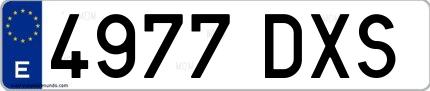 Ejemplo de matrícula española 4977 DXS