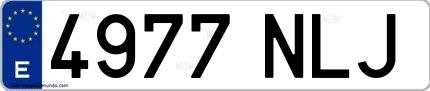 Ejemplo de matrícula española 4977 NLJ