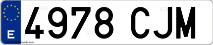 Ejemplo de matrícula de coche ordinaria 4978 CJM