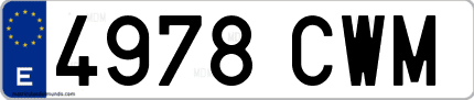 Ejemplo de matrícula de coche ordinaria 4978 CWM