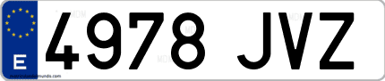 Ejemplo de matrícula de coche ordinaria 4978 JVZ