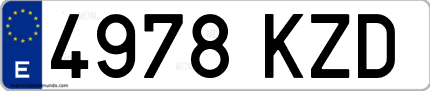 Ejemplo de matrícula de coche ordinaria 4978 KZD