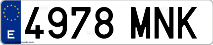 Ejemplo de matrícula de coche ordinaria 4978 MNK
