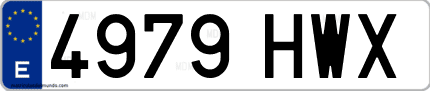 Ejemplo de matrícula de coche ordinaria 4979 HWX