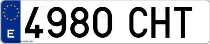 Ejemplo de matrícula española 4980 CHT