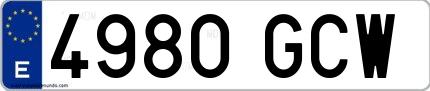 Ejemplo de matrícula española 4980 GCW