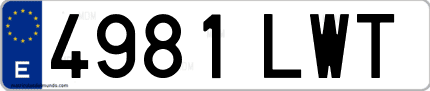Ejemplo de matrícula de coche ordinaria 4981 LWT