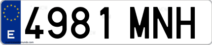 Ejemplo de matrícula de coche ordinaria 4981 MNH