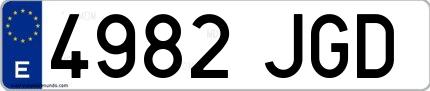 Ejemplo de matrícula española 4982 JGD