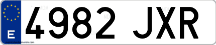Ejemplo de matrícula de coche ordinaria 4982 JXR