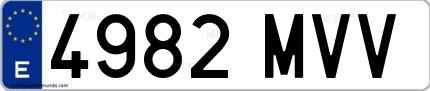 Ejemplo de matrícula española 4982 MVV