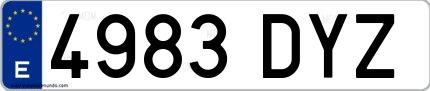 Ejemplo de matrícula española 4983 DYZ