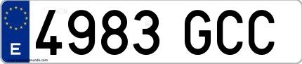 Ejemplo de matrícula española 4983 GCC