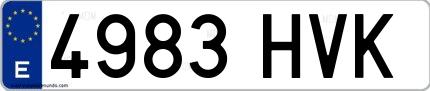 Ejemplo de matrícula española 4983 HVK