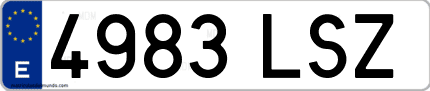 Ejemplo de matrícula de coche ordinaria 4983 LSZ
