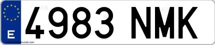 Ejemplo de matrícula española 4983 NMK