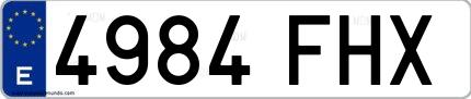 Ejemplo de matrícula española 4984 FHX