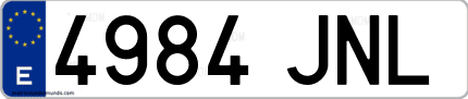 Ejemplo de matrícula de coche ordinaria 4984 JNL