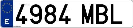 Ejemplo de matrícula española 4984 MBL