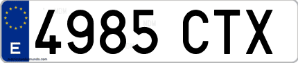 Ejemplo de matrícula de coche ordinaria 4985 CTX