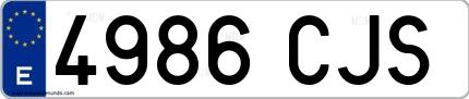 Ejemplo de matrícula española 4986 CJS