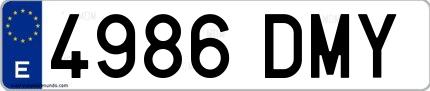 Ejemplo de matrícula española 4986 DMY