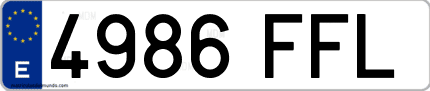 Ejemplo de matrícula de coche ordinaria 4986 FFL