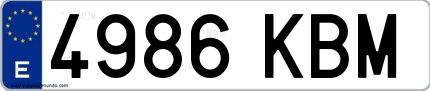 Ejemplo de matrícula española 4986 KBM