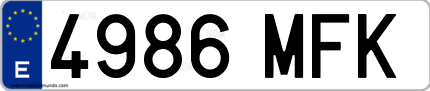 Ejemplo de matrícula de coche ordinaria 4986 MFK