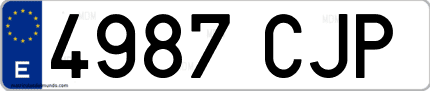 Ejemplo de matrícula de coche ordinaria 4987 CJP