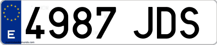 Ejemplo de matrícula de coche ordinaria 4987 JDS