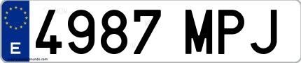 Ejemplo de matrícula española 4987 MPJ