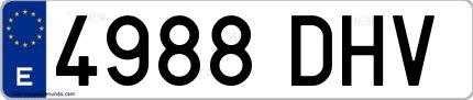 Ejemplo de matrícula española 4988 DHV