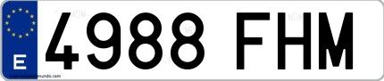 Ejemplo de matrícula española 4988 FHM